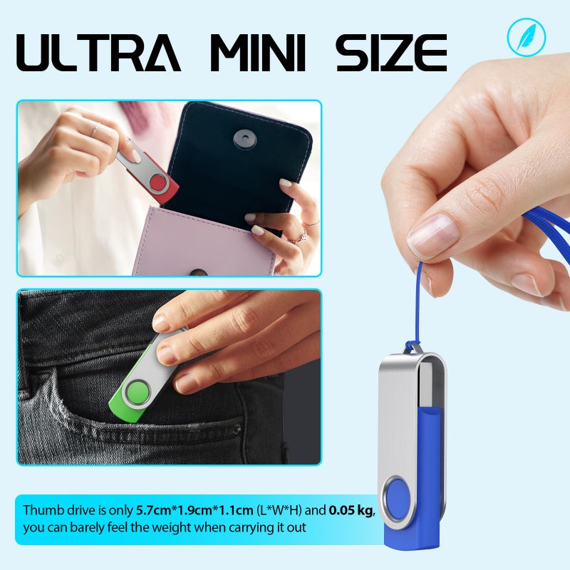 FEBNISCTE 32GB Thumb Drive 10 Pack,Flash Drive High Capacity, Bulk USB Flash Drives 32 GB Metal Swivel, USB 2.0 Jump Drive Memory Stick Portable, Pen Drive Zip High Speed for Data Storage - Image 5